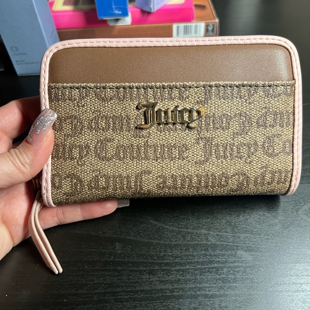 Juicy Couture Tan and Pink Logo Wallet